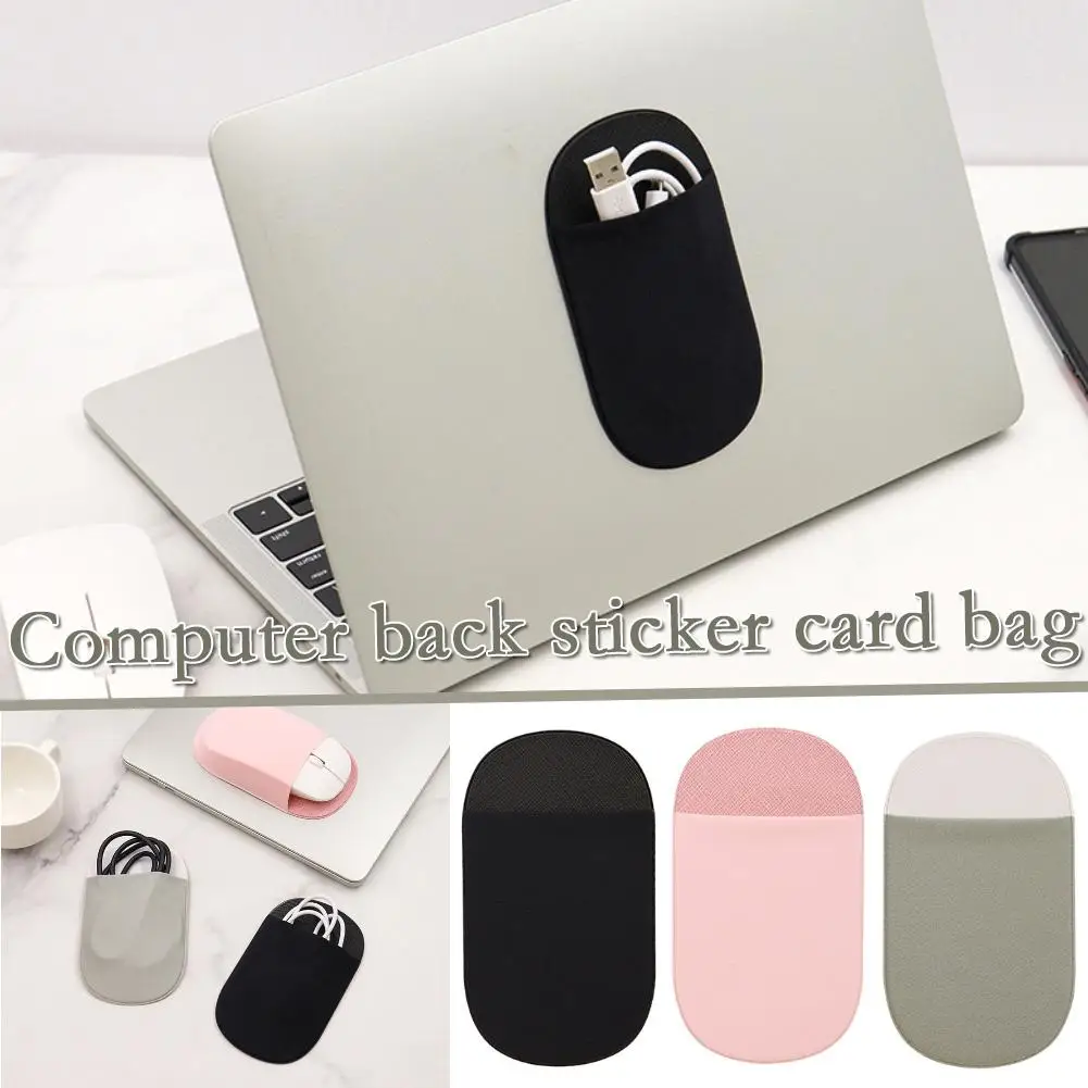 1pcs Computer Back Sticker Card Bag Mouse Charging Bag Working Storage Storage Outdoor Self-adhesive Cable Bag Supplies J1I5