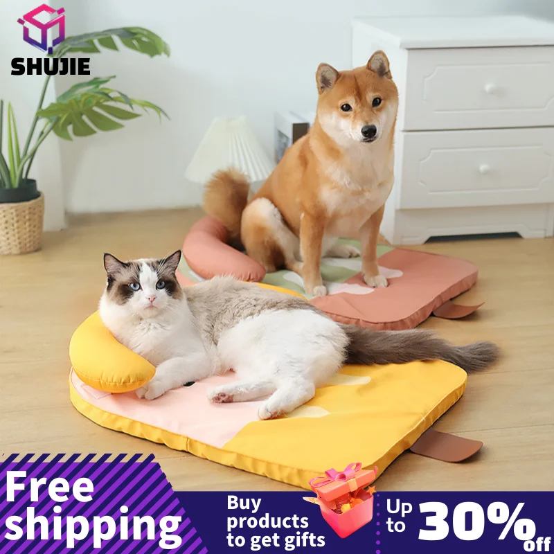 Breathable Pet Cooling Mat Perfect For Summer Soft Washable Dog Bed With Pillow Ideal For Small Medium And Large Dogs And Cats