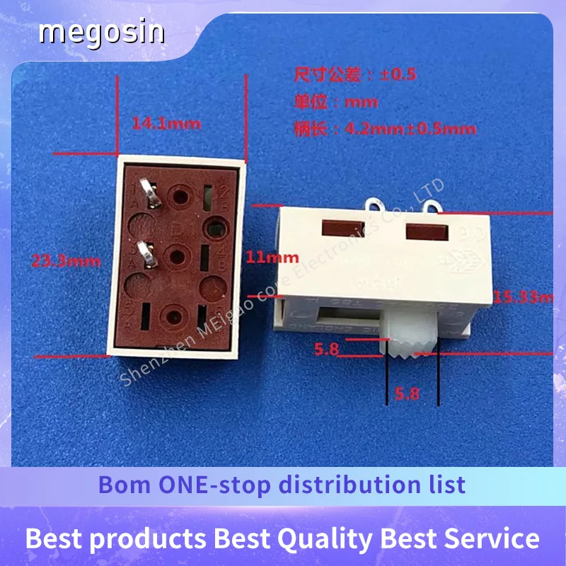 1~5pcs/lot High current 10A250V British 2-speed 2-pin plastic toggle switch 2-speed 2-pin power sliding switch fluctuation