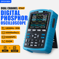 DPOX180H Dual Channel Portable Handheld Digital Oscilloscope 180MHz-3DB 2In1 Function Signal Generator Fluorescence Display ZOOM