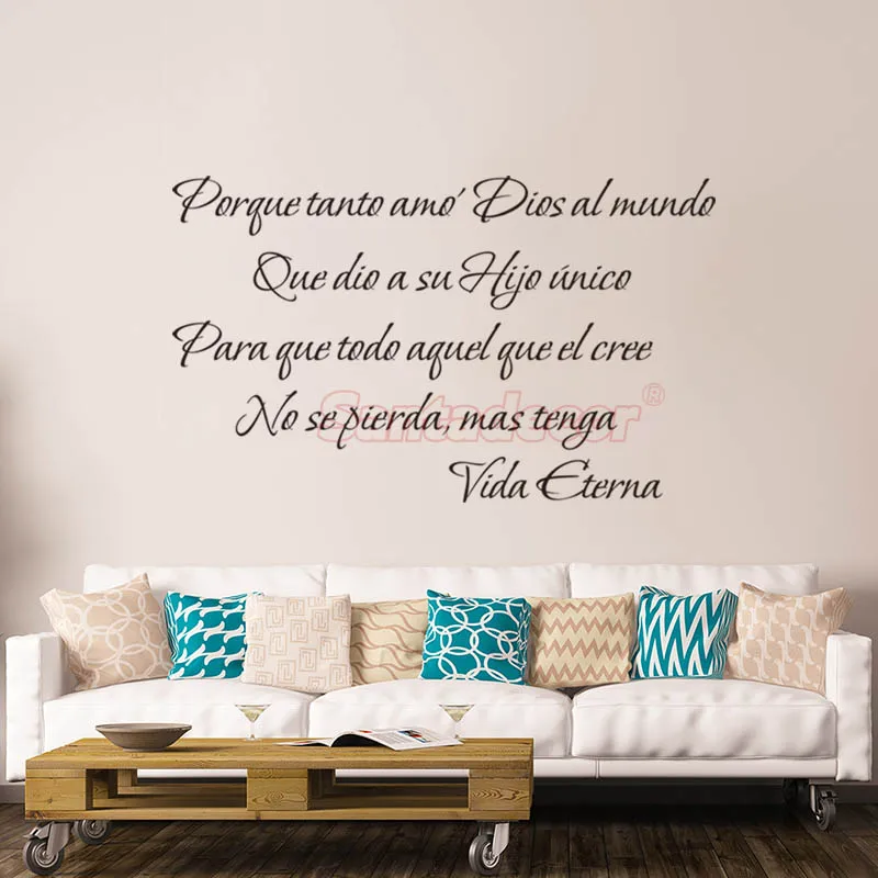 Spanish Christian Porque Tanto Amo Dios Wall Art Decal Home Decor Mural Vida Eterna Wallpaper House Decoration Poster 29 x 48 cm