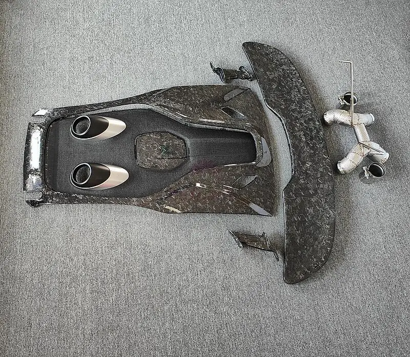 ل ماكلارين 540C 570S ترقية 600LT ألياف الكربون الجافة غطاء مقصورة المحرك الخلفي سبويلر العادم مظهر طقم الجسم
