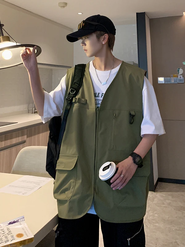 

Многофункциональный жилет для активного отдыха, новый дизайн, стильный, молодежный, для повседневной носки, модный брендовый мужской жилет, многослойный.