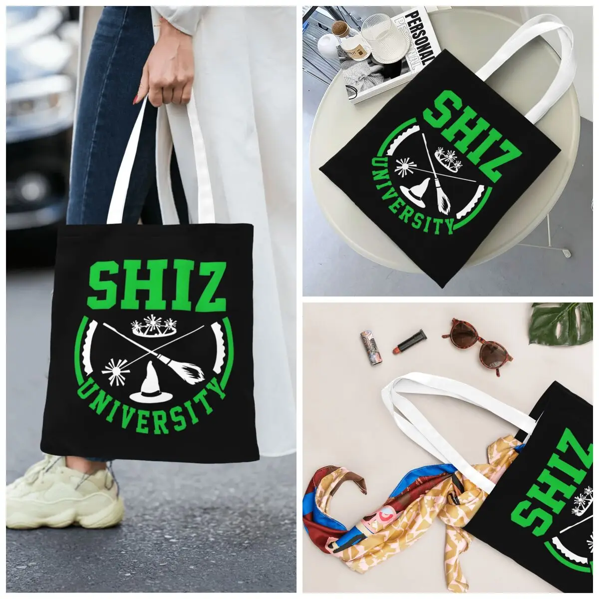

Shiz University Canvas Tote Bag Eco-Friendly Large Capacity Grocery Bag for Unisex Wicked School Bags