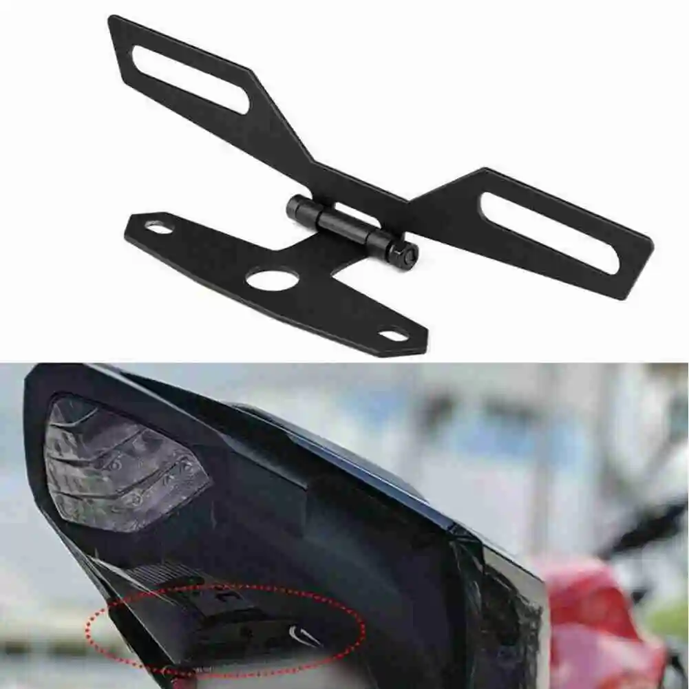 

Universal Motorcycle License Plate Bracket Taillight Folding Plate Number Support Mount Accessories Motorbike Holder Frame X0U4