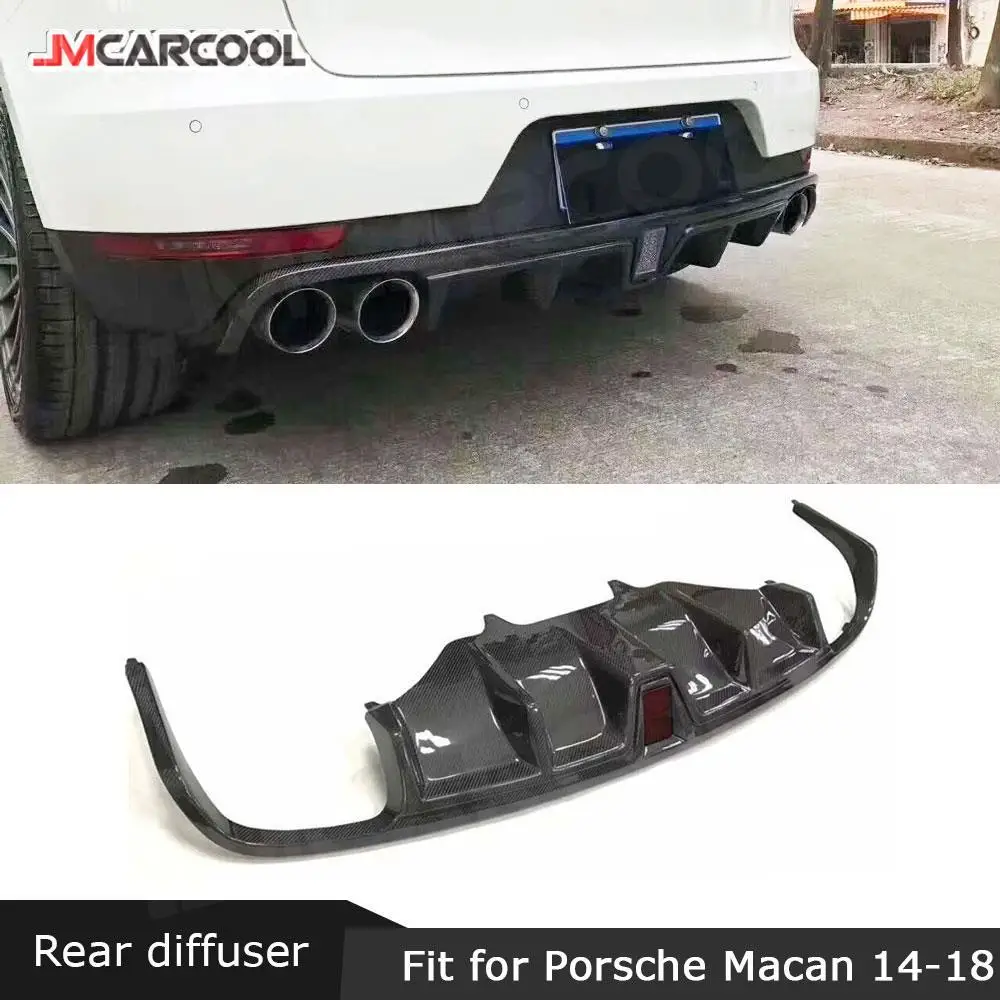 

JMCARCOOL для Porsche Macan 2014-2018 задний диффузор для губ со светодиодной подсветкой из углеродного волокна, FRP, плавники в стиле акулы, защита бампера