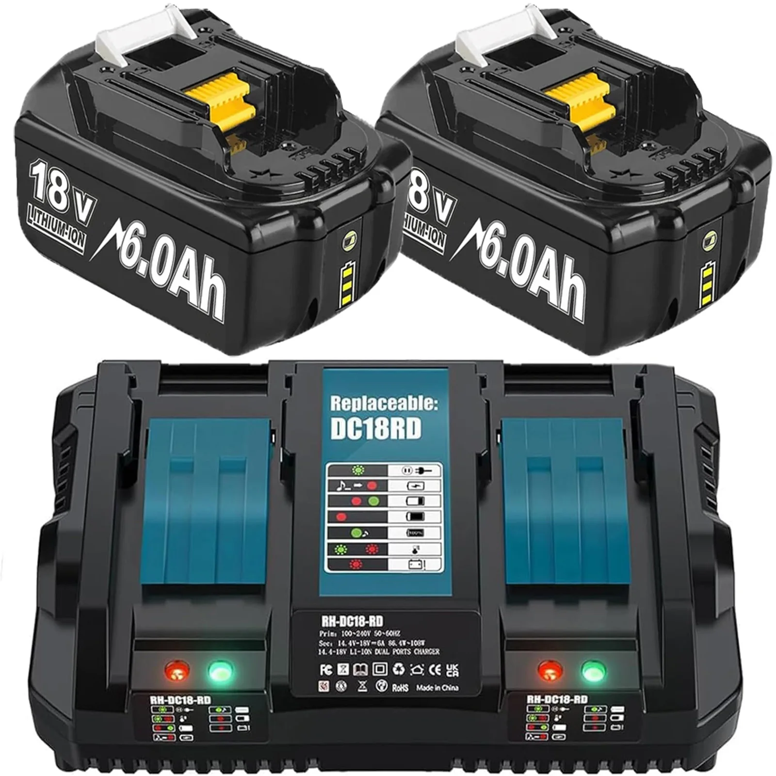 Voor Makita BL1830 Batterij 6A Oplader 18V 6000mAh Vervangende Batterij Voor BL1860 BL1850 BL1840B 6.0Ah Tool Oplaadbare batterij