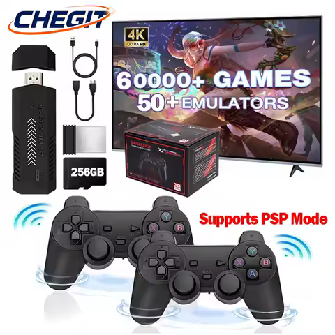 4K HD game stick 256GB New X2 Plus 60000 video game console 2.4g double wireless controller retro game TV stick for PSP/PS1/GBA
