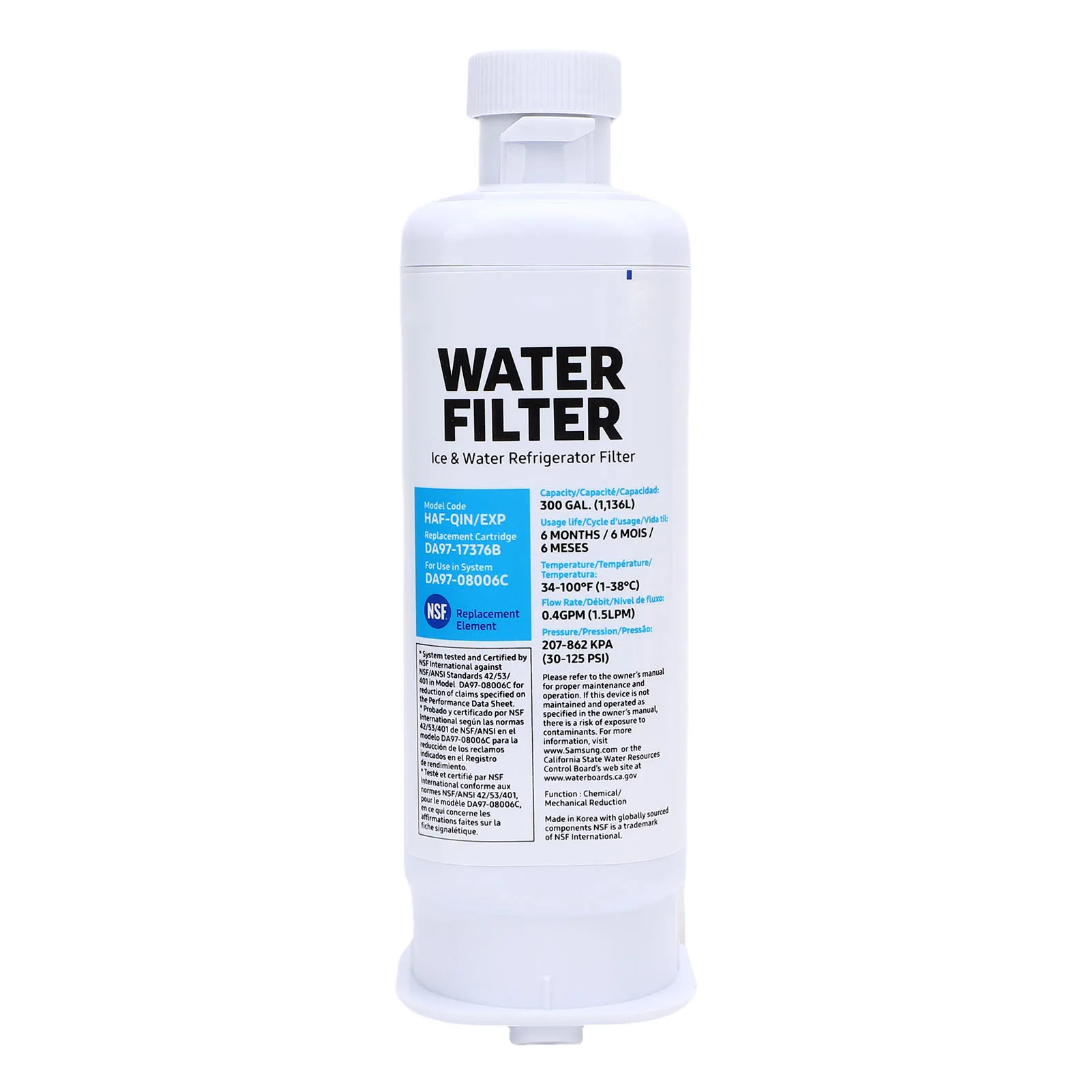 Da97 17376B Refrigerator Water Filter Remove Impurities From Water And Ice Sustainable For 6-12 Months