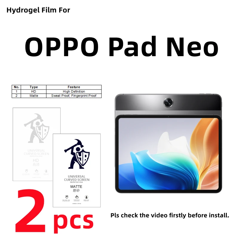 2pcs HD Hydrogel Film For OPPO Pad Neo Matte Screen Protector For OPPO Pad Neo Clear/Frosted Protective Film