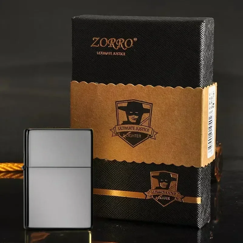 ZORRO ZC9 ultradunne brander, retro messing creatieve ouderwetse slijpsteen winddichte aansteker - afbeelding 1