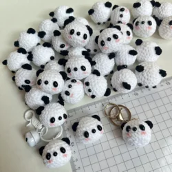 5pcs 4cm Handmade Finished Crochet Stuffed Animal Knit Doll Panda key chain pendant friends and bestie gift for for Women Girls