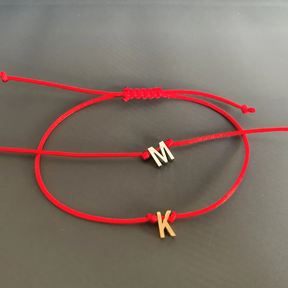 Simple Glossy Steel Initial Alphabet Woven Rop Bracelet Handmade Gold Color Charm String Chain Name Women Jewelry Wholesale