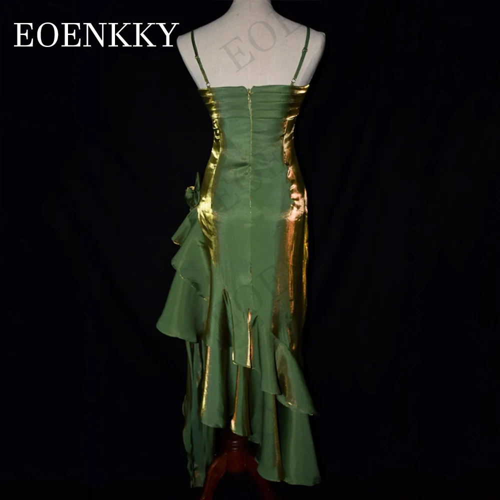 Zeemeermin Hoge Lage Avondjurk Vintage Spaghettibandjes Plooien Verjaardagsjurken Satijn Backless vestidos para eventos especiales Zeemeermin Hoog Laag Avondjurk  Vintage Spaghetti Bandjes Plooien Verjaardag Jurken  Sp