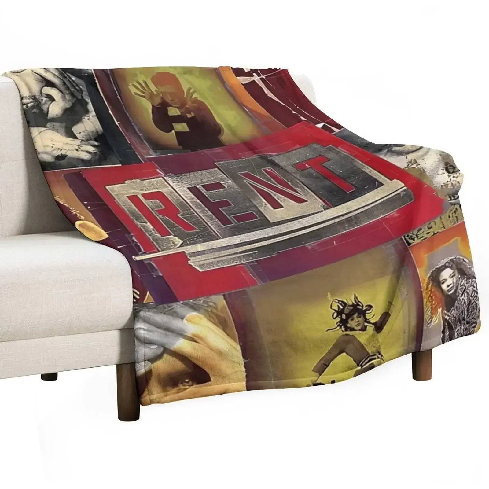 Vintage Rent Rock Musical, Signed By Complete Original Cast 1996 Throw Blanket Vintage Hairy decorative Blankets