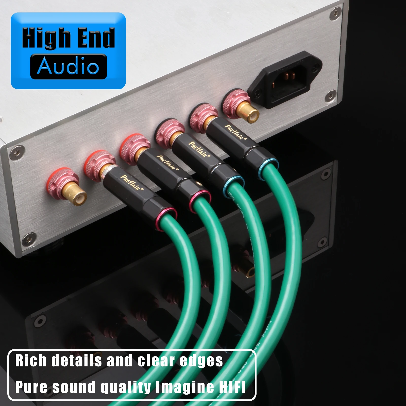 Preffair one pair Hi-end Silver-Plated RCA Cable rca to rca cable 4N OFC interconnect Cable for Amplifier CD DVD player Speaker