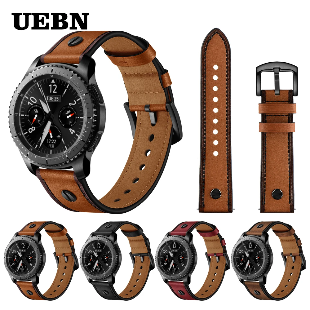 

22mm Leather Metal Buckle Band For Samsung Gear S3 ClassiC/frontier Strap Glaxy Watch 46mm Replacement Watch bands