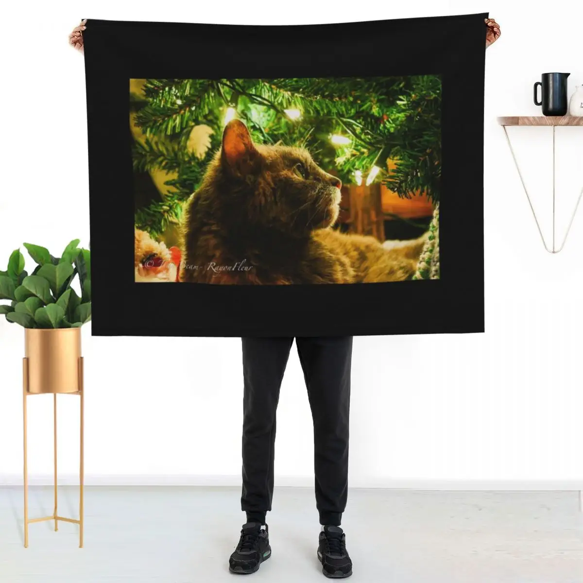 Christmas Breeze in glow of tree Throw Blanket Baby Decorative Throw Furrys Retros Flannel Beautifuls Blankets