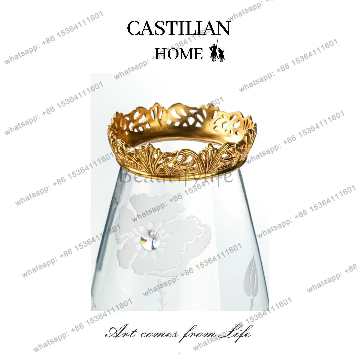 HOT European high-end imported crystal vase glass transparent high-end decorative ornament C5953