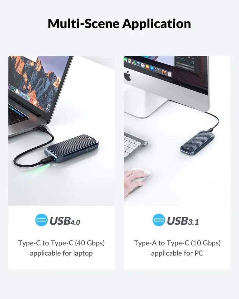 ORICO USB4 M.2 SSD Case 40Gbps M2 NVMe Case Compatible with