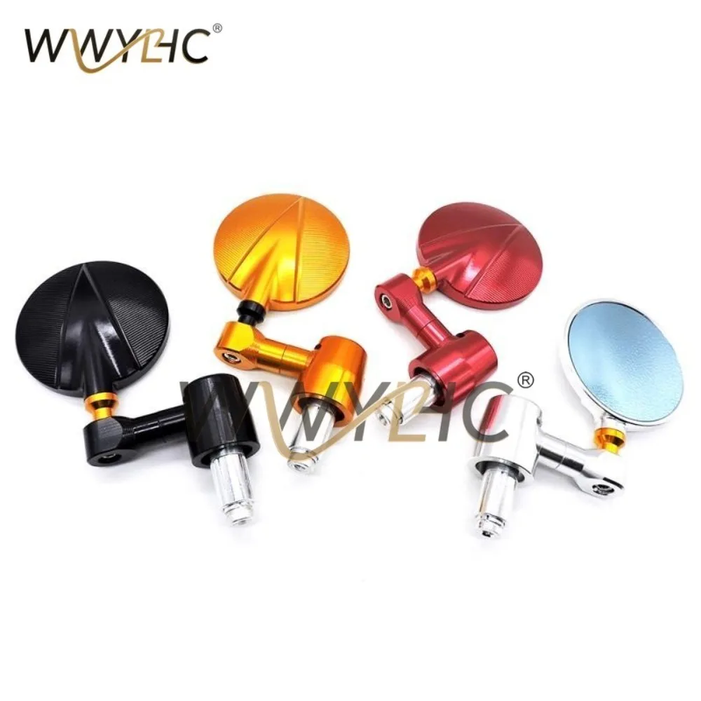 Motorcycle Rearview Mirror Electric Vehicle Mirror Full CNC Modified Round  Universal Handlebar Mirror Scooter Reverse Rear