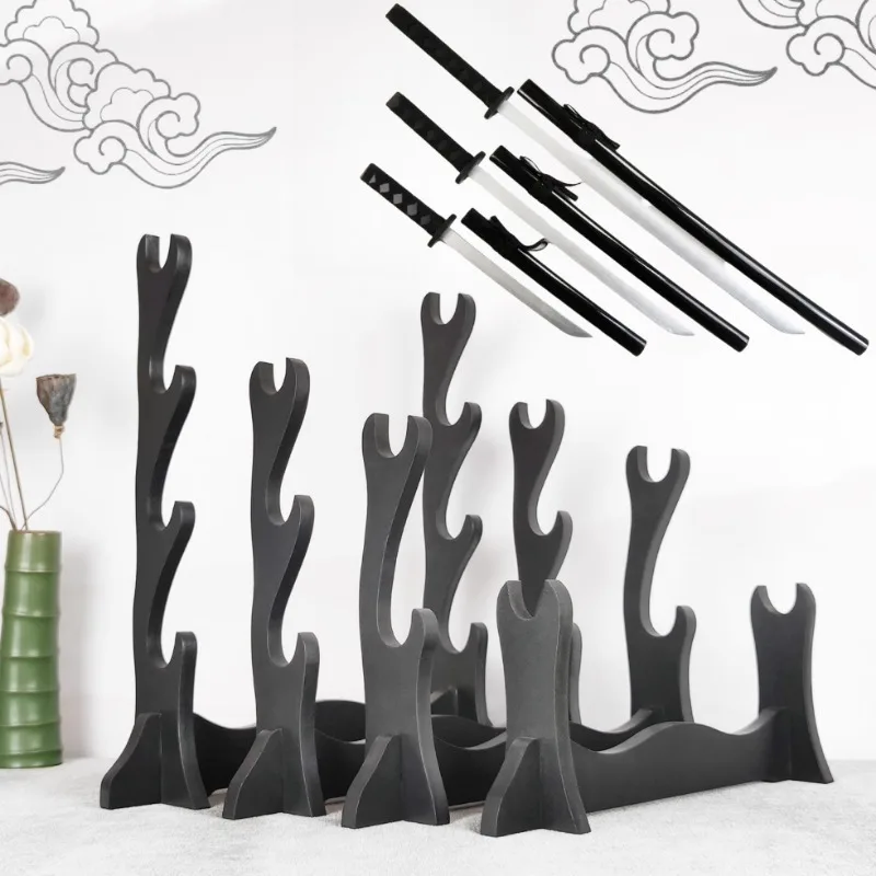 3-warstwowa półka na Katana Drewniany stojak na miecze Stojak podłogowy Japoński uchwyt na szablę samurajską Katana Organizer dekoracji domu