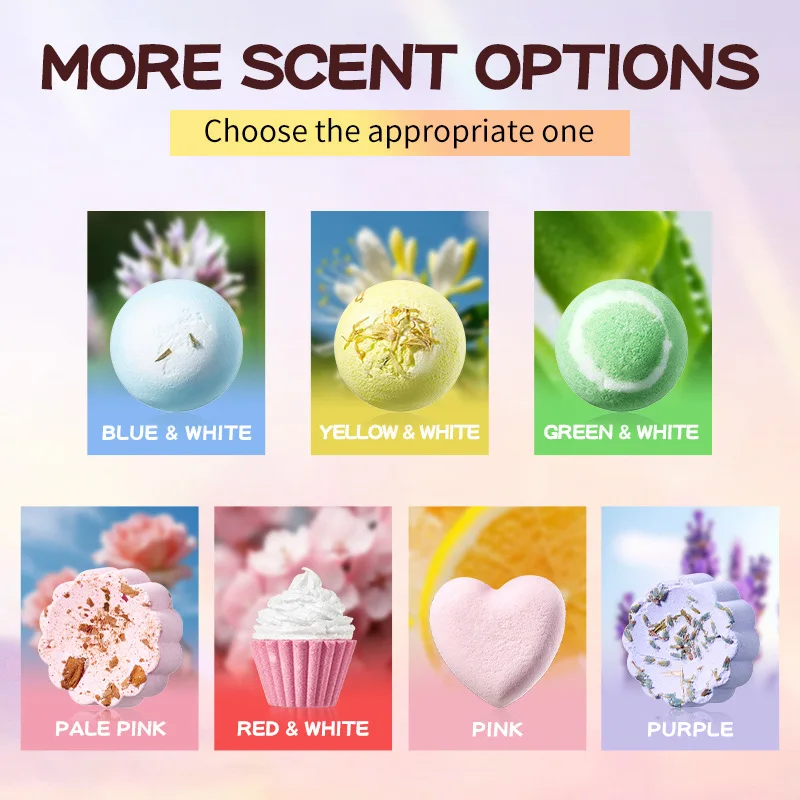 Bath Bomb Lasting Fragrance Aromatherapy Floral Exfoliation Moisturizing Bath Gel Hydrotherapy Salt Bath Ball Seven Piece Set view 4