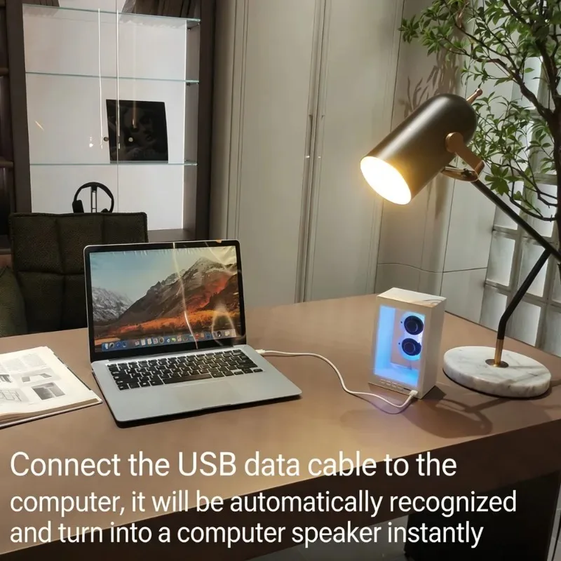 2026 New Portable Transparent Speaker, Dual Driver Bluetooth Audio, RGB Ambient Light, Wireless Speaker for PC Laptop Outdoor