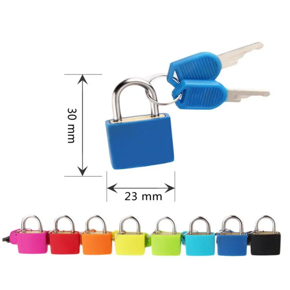 23mm Mini Suitcase Padlock Strong Steel Small Luggage Lock Anti-Theft Security Cabinet Door Lock with 2 Keys Travel Supplies