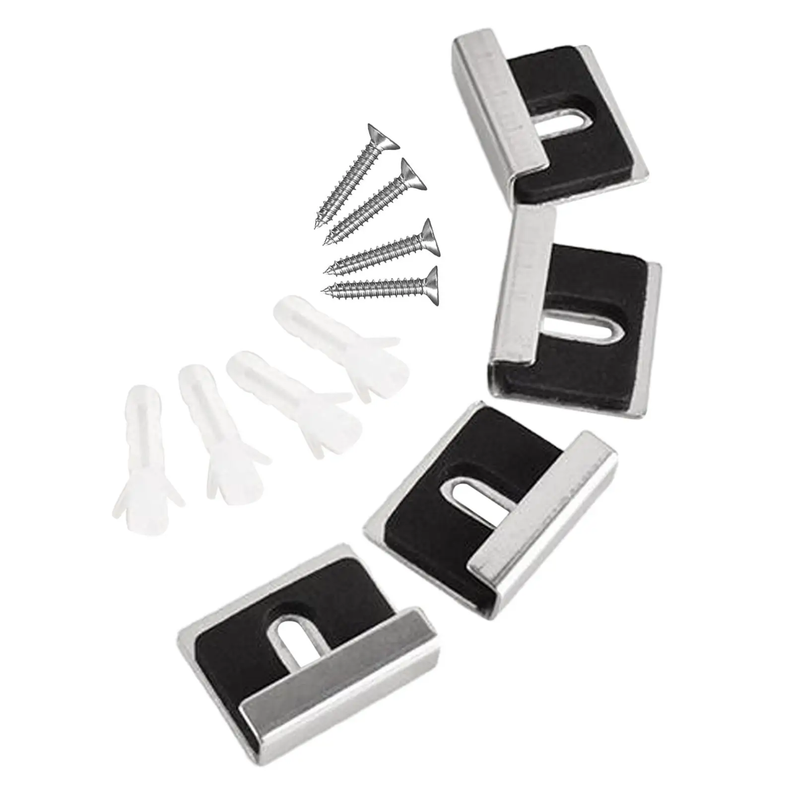 4x Mirror Holder Clips Kits Wall Mounting Mirror Hanger Kits with Fittings Heavy Retainer Clips for Tile Display