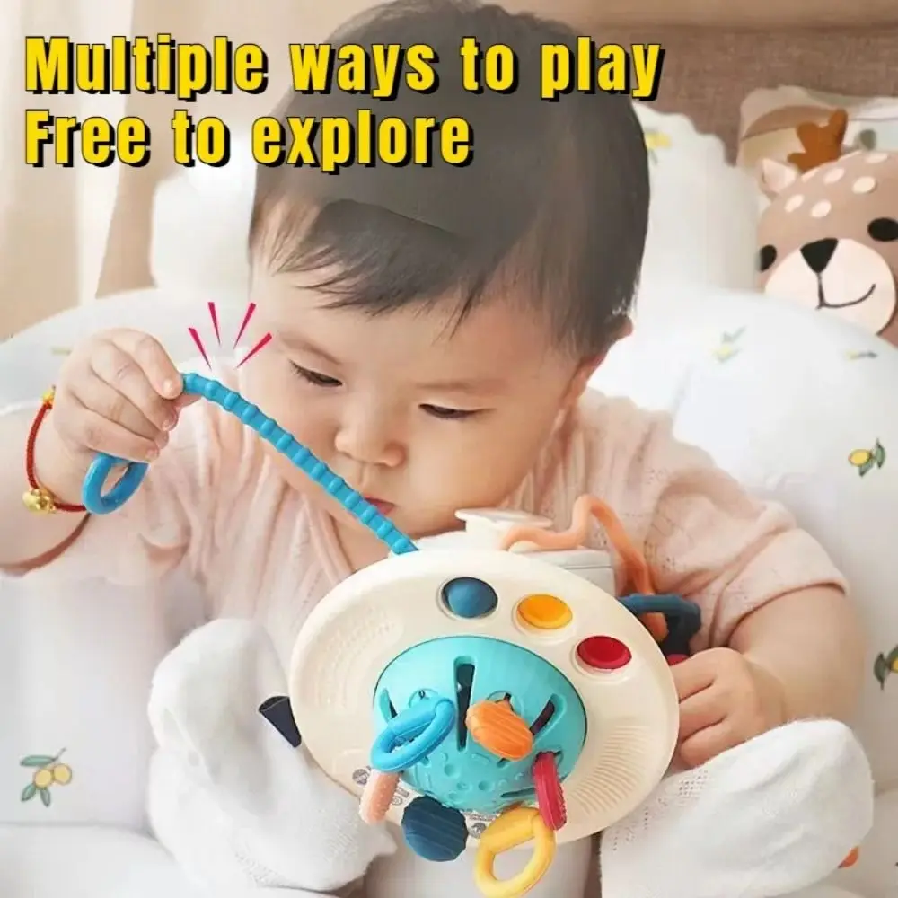 Cartoon Octopus Pull String Toy Cognition Geometric Montessori Sensory Toys Parent-child Interaction Teething Toy