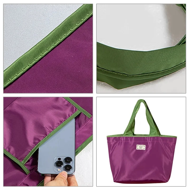 Bolsa de compras reutilizable de gran capacidad con cordón, bolsa de frutas y verduras, protección del medio ambiente, bolso de hombro de moda,