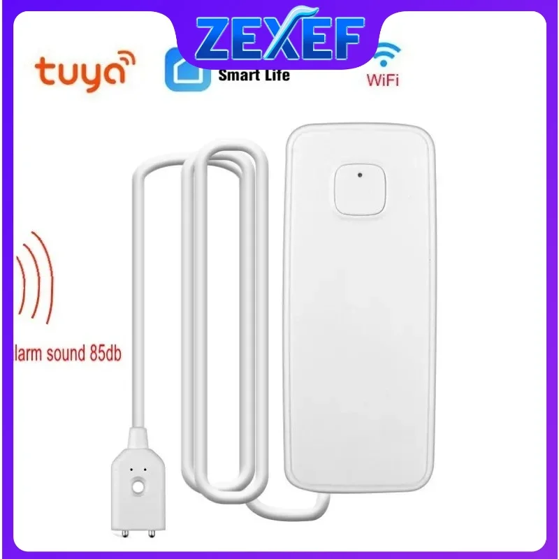 ZEXEF-manguera con Sensor de fugas de agua, accesorios Wifi Tuya, sistema de alarma, nivel de fugas, 85db, Detector de Panel de Control remoto de desbordamiento, alexa