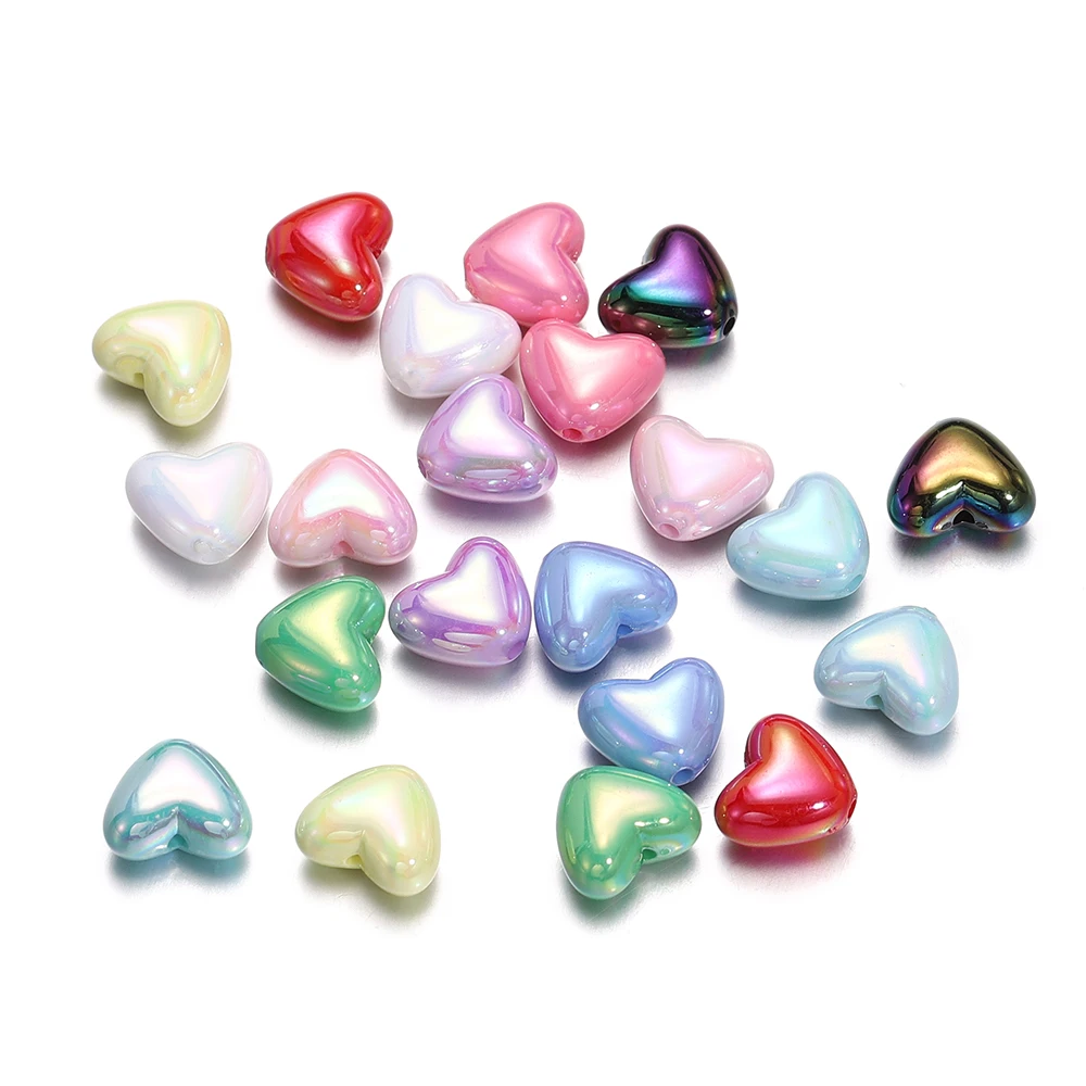 

50/100Pcs 9mm Colorful Acrylic Love Heart Shape Bead Loose Spacer Beads for DIY Bracelet Necklace Jewelry Making Accessories