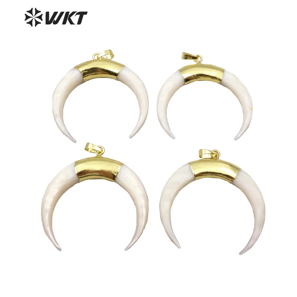 WT-P1235 WKT Wholesale 5Pieces Top Fashion For Woment Necklace Pendant Crescent Shape Natural Shell Jewelry