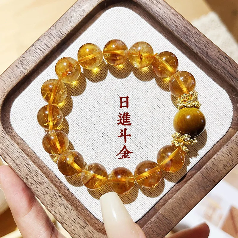 Temple Imitation Yellow Tower Crystal Bracelet Fortune Transfer Prosperous Career Tiger Eye Stone Yellow Crystal Bracelet Women