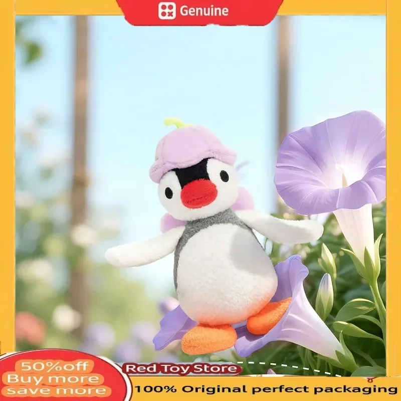 

New Genuine Cute Penguin Pingu Flower Language Series Plush Pendant Cute Pingu Pinga Penguin Wind Chime Flower Plush Doll Toys