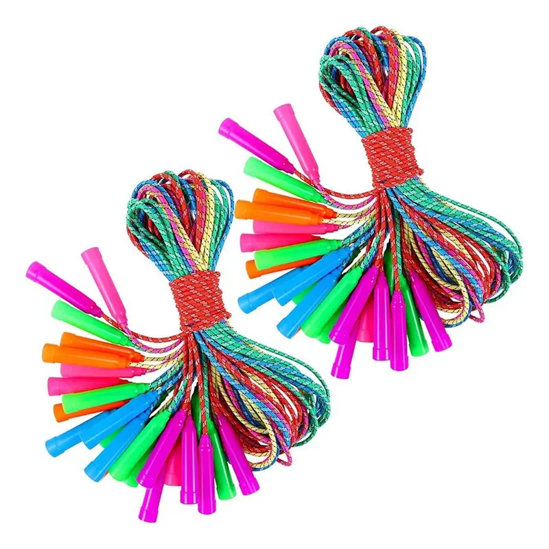 

Скакалки нейлоновые XSXS с полосками, 24 шт., с регулируемыми ручками, разноцветные, для удобства использования в физкультуре