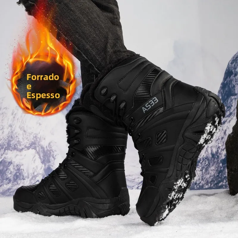 large-size-fur-lined-high-top-snow-boots-men's-waterproof-anti-slip-warm-cotton-oes-thiened-booties-outdoor-casual-boots
