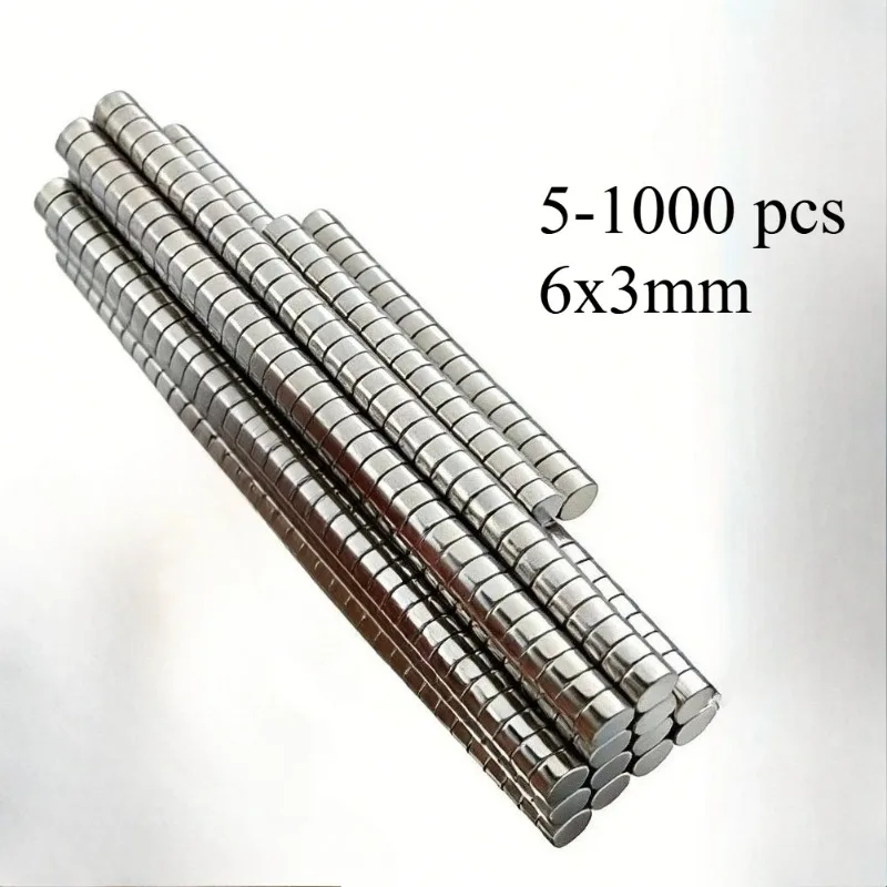 5-1000Pcs 6x3mm Super Strong Neodymium Magnet N35 NdfeB Permanent Magnetic imanes Round Powerful Magnets Refrigerator Magnet