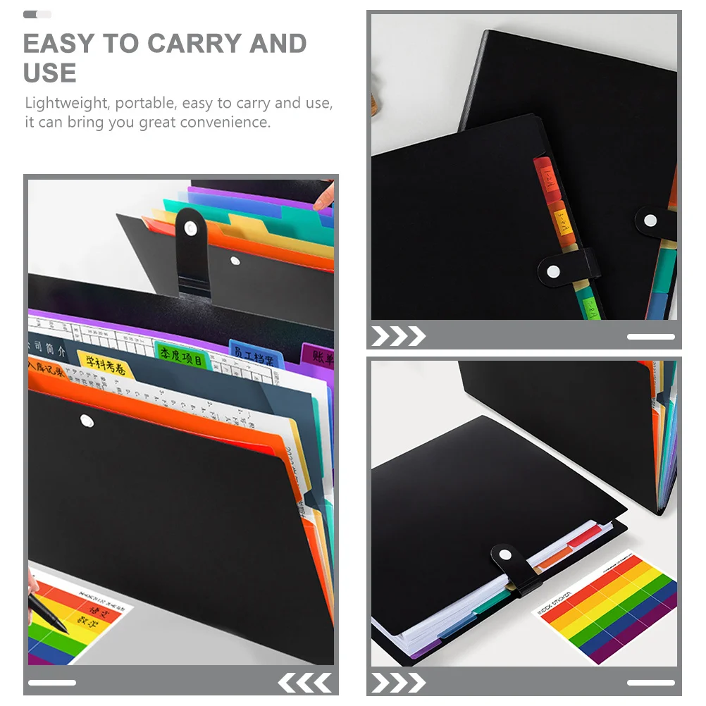 2 قطعة سعة كبيرة متعددة الطبقات مجلد ملفات حقيبة التخزين لأوراق A4 فواتير إيصالات الشيكات تذاكر العملة مكتب المدرسة المنزل #6