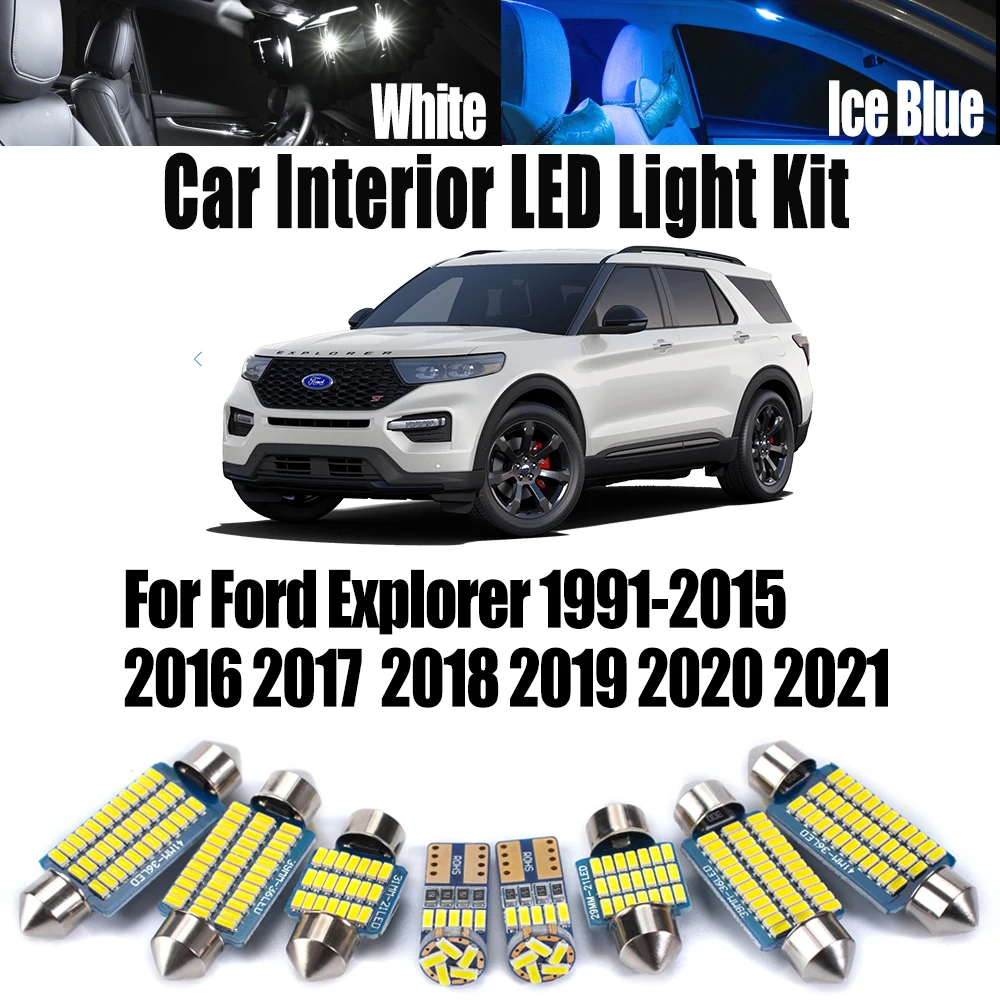 

Canbus светодиодный внутренний купол багажника, потолочный светильник, комплект ламп для Ford Explorer 1991-2018 2019 2020 2021, автомобильные аксессуары