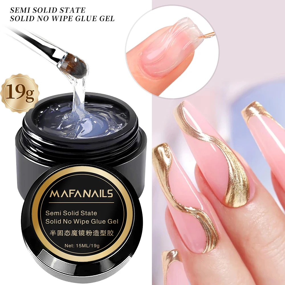 Halfvaste 3d Painting Gel Lichtblauw Magisch Spiegelpoeder Modellering/Sterke Plakkerige Strass/Druk Op Nagels Lijm 4-In-1 Functie