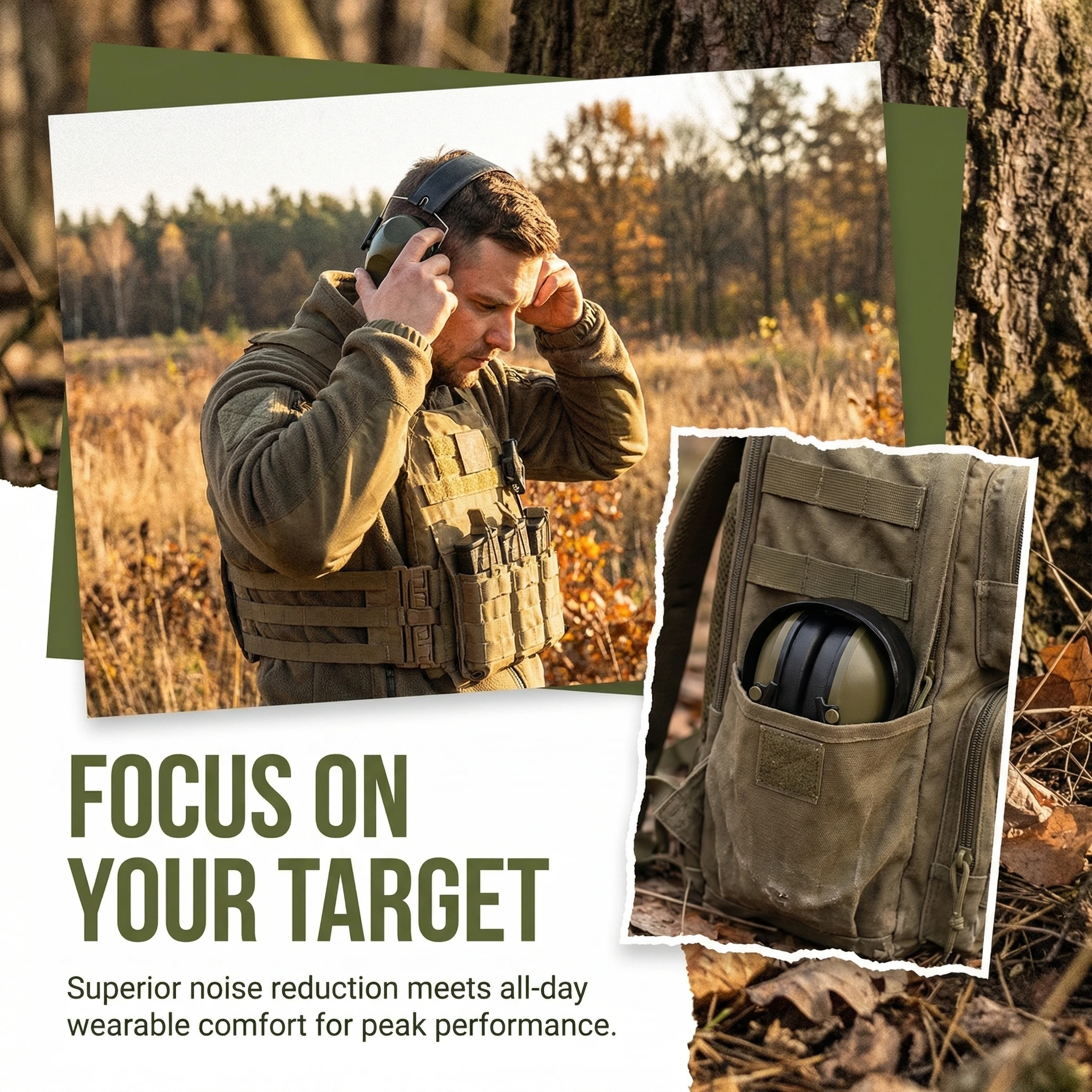 Anti-Noise Ear Plugs Tactical Hunting Folding Ear Defenders Ear Protector Ear Muff Hearing Protection Soundproof For Shooting
