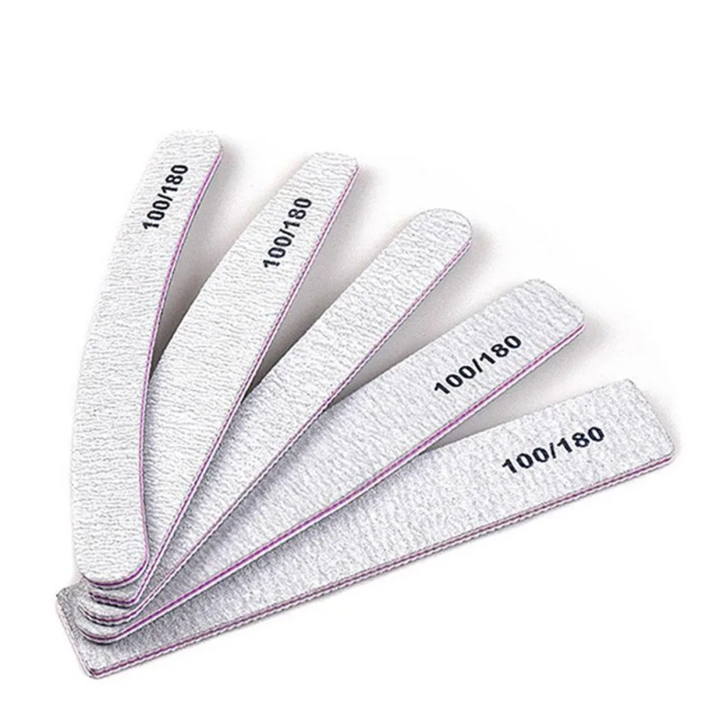 25 Teile/los Grau Schleifpapier Nagelfeile 100/180 Doppelseitige Puffer Block Polierer Pediküre Maniküre Nail art Dateien Nägel Accesorios – Detail 12