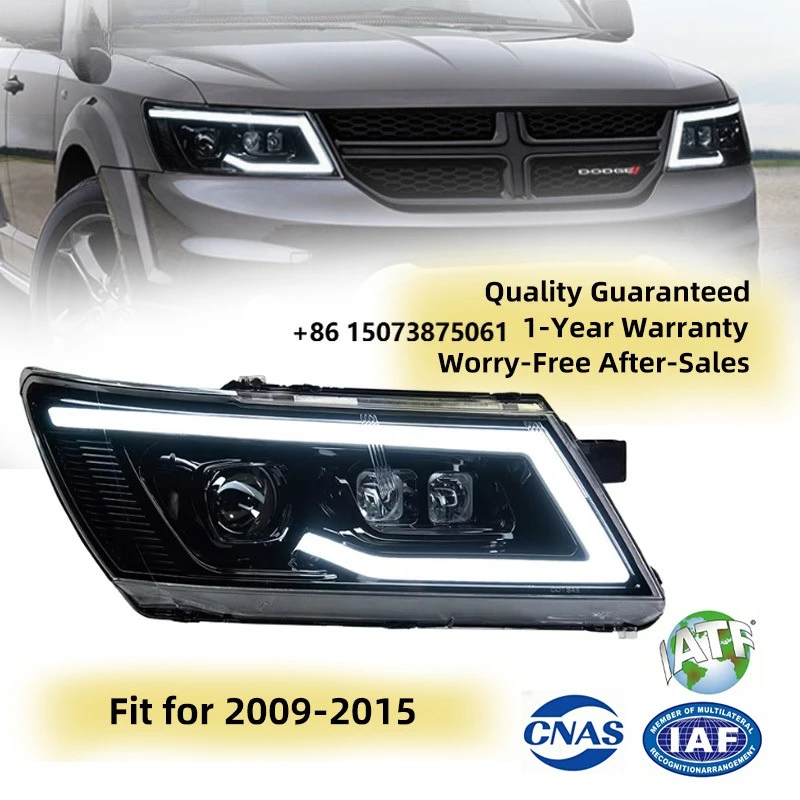 Suitable for 09-15 Dodge Journey Headlight Assembly Upgraded to  LED Daytime Running Light Flow Steering LED Lens