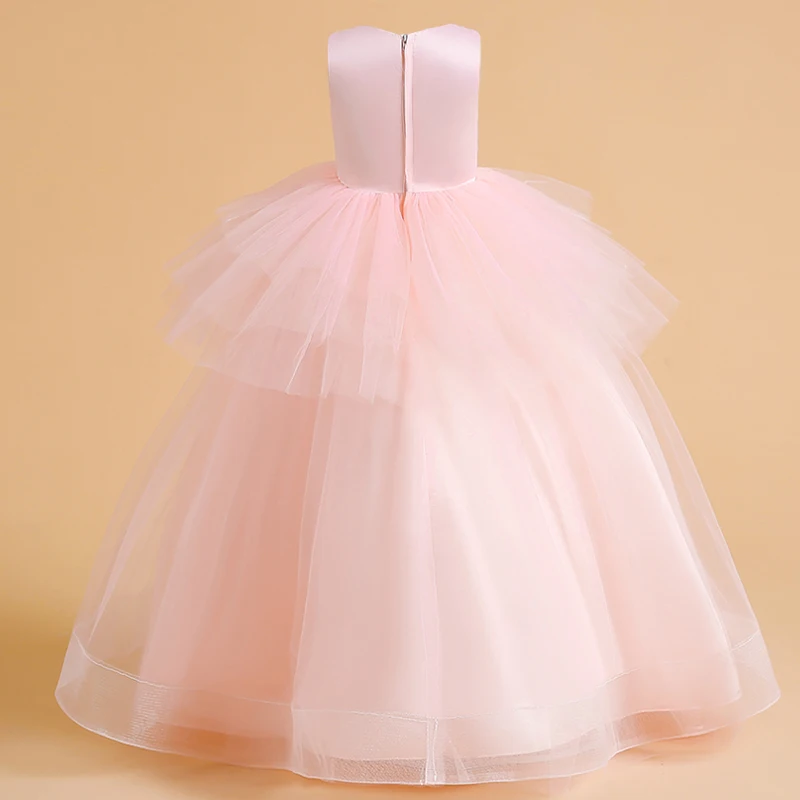 Pageant Kids Bridesmaid Dress For Girls Children Costume Lace Princess Dresses Girl Party Dress Prom Gown Sleeveless 4-14Y