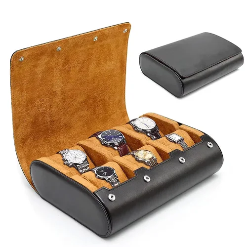 Estuche de viaje para reloj - para hombre - para mujer - Organizador de estuche de viaje con rollo de reloj - Estuche para reloj - Organizador de caja para reloj con 6 ranuras