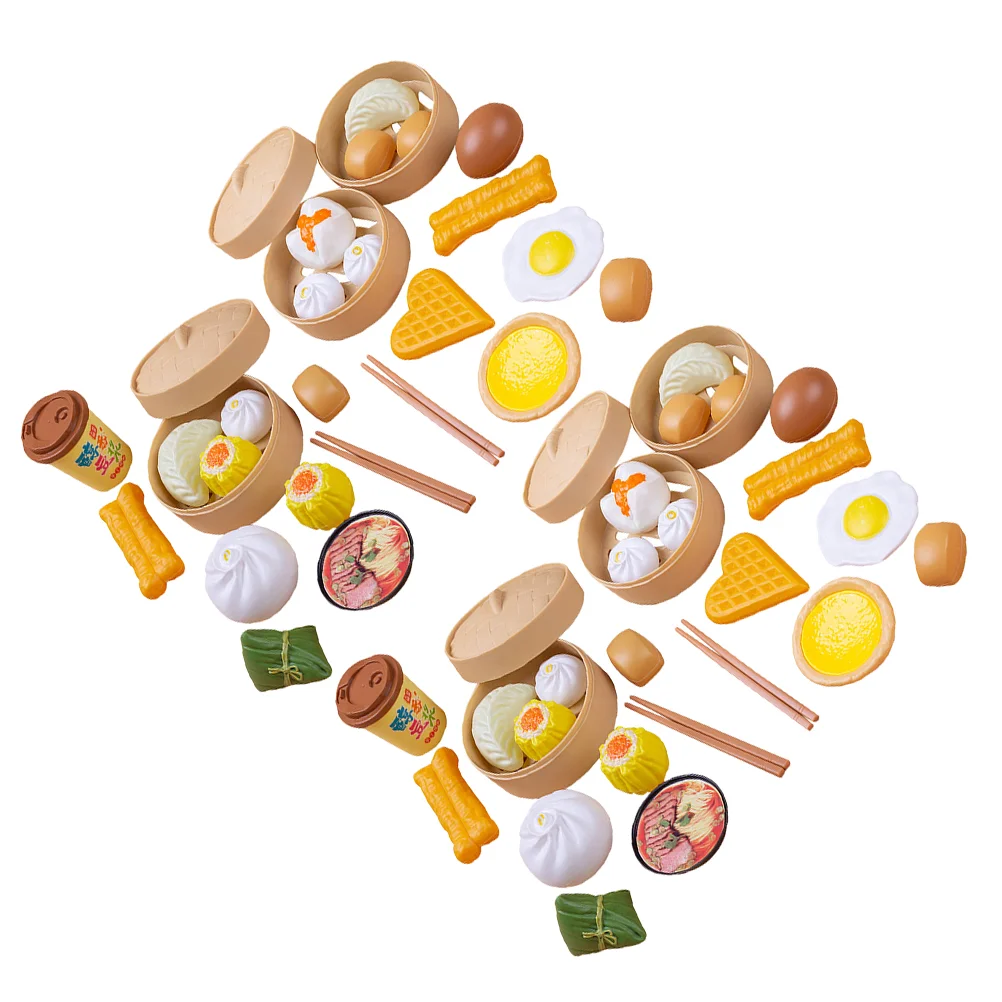 58 Pcs Truck Toys Kitchen Chinese Breakfast Cooking Kid Gift Steamed Buns Style Pretend Play Colorful Mother