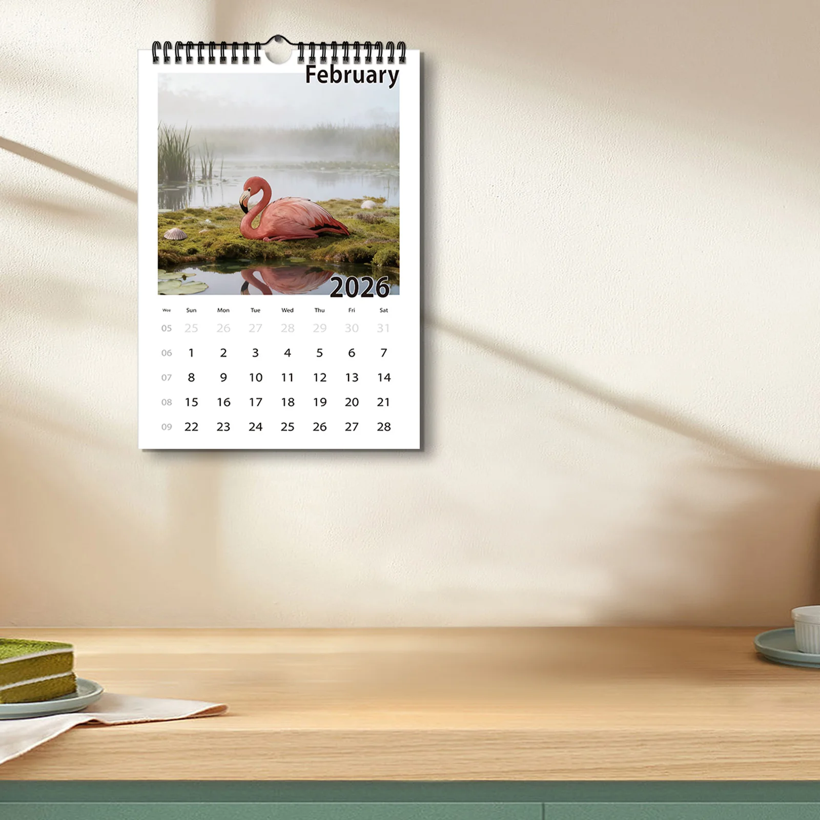 ปฏิทินนกฟลามิงโก้ที่หรูหรา 1 ชิ้น เหมาะสำหรับตกแต่งห้องทำงานที่บ้าน เหมาะสำหรับคนรักธรรมชาติและนก ของขวัญปีใหม่ที่สมบูรณ์แบบ